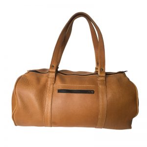 Présentation du sac de voyage homme en cuir camel